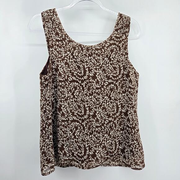 Vintage Y2K Brown Floral Baby Doll Top Size MD Fairy Boho Cottage Feminine Silk - Picture 5 of 8